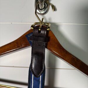 Nautical Navy White Stripe Belt Solid Brass Sz 36 Vineyard Vines